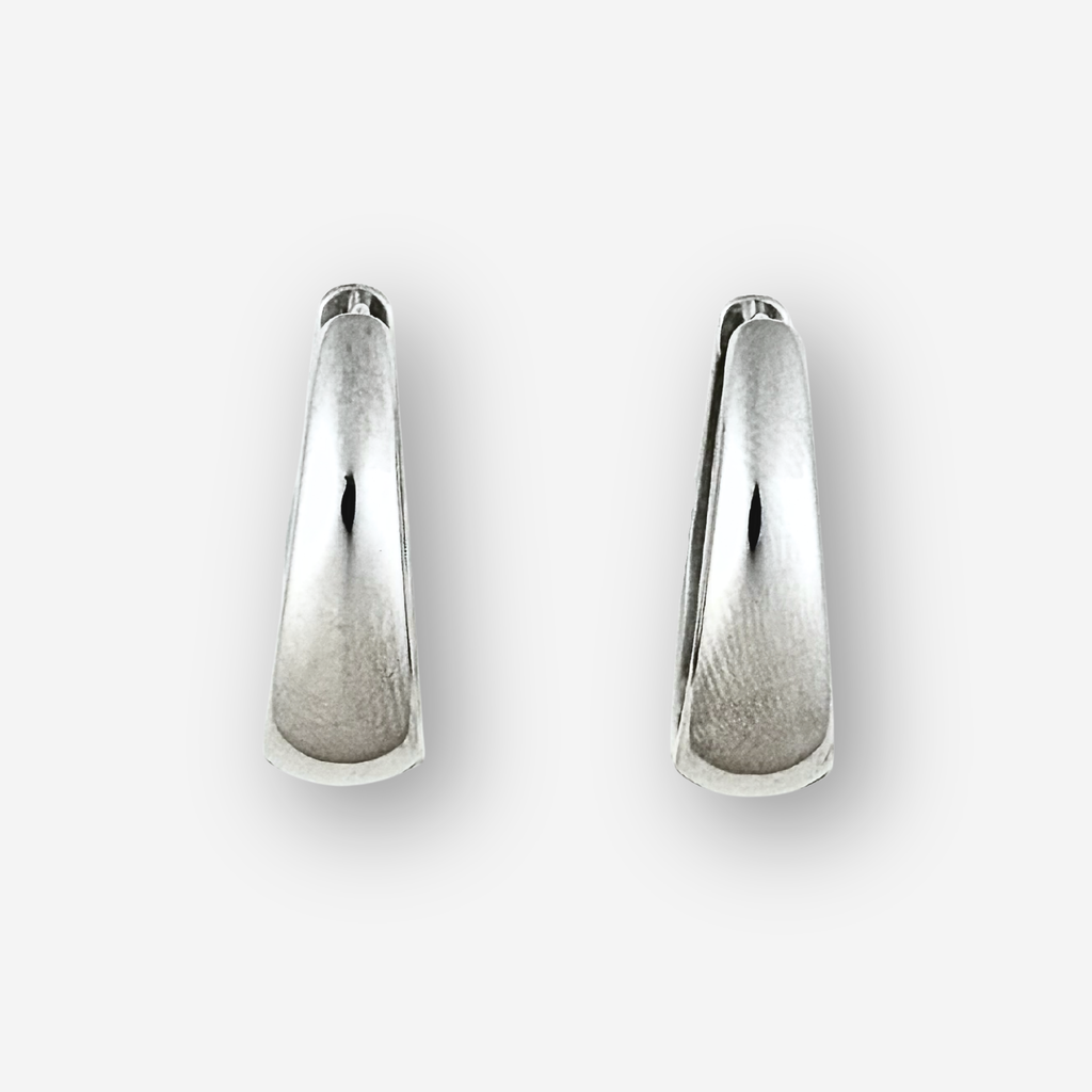 Pair of silver earrings on a white background