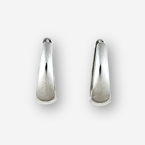 Pair of silver earrings on a white background