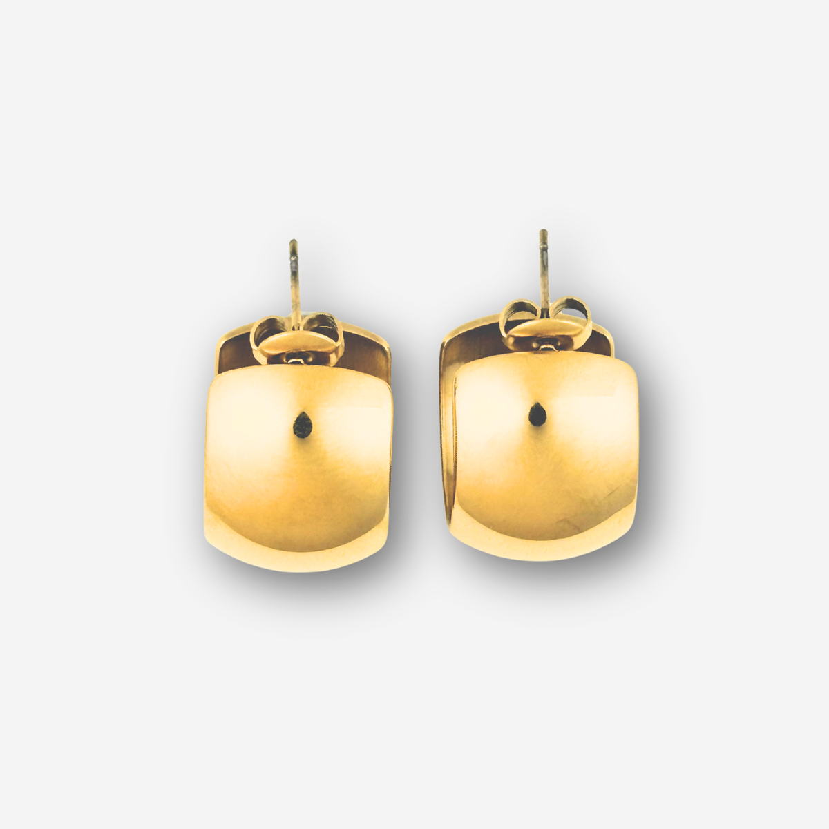 Pair of gold earrings on a white background