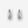 Medium size silver hoop earrings on  light grey background