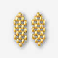 Pair of gold earrings on a white background