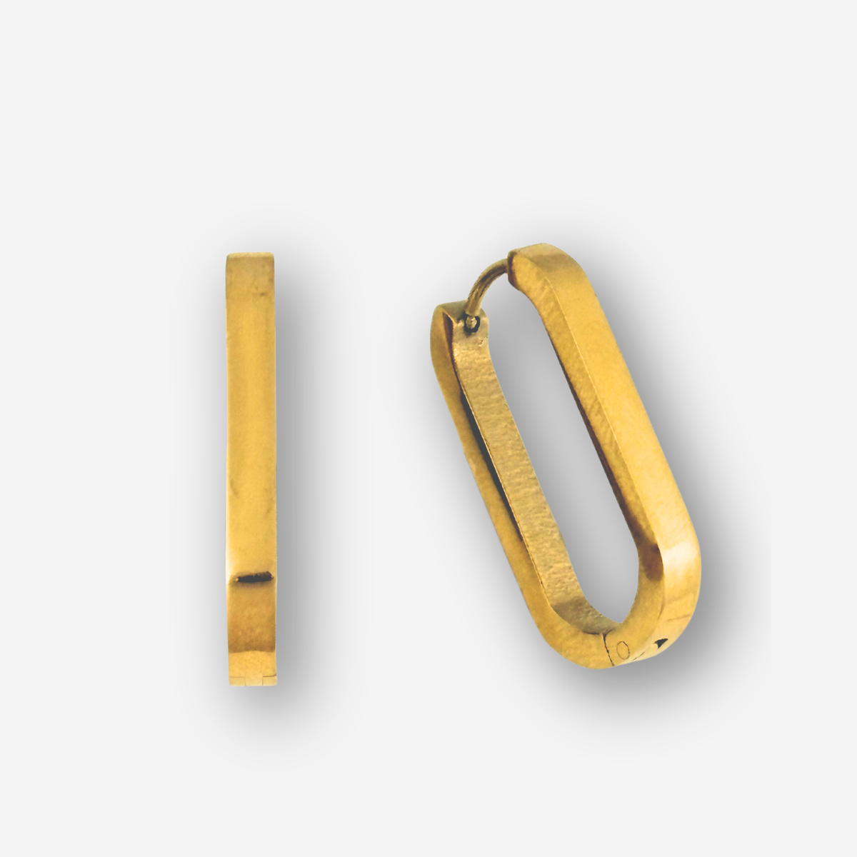 Gold hoop earrings on a white background