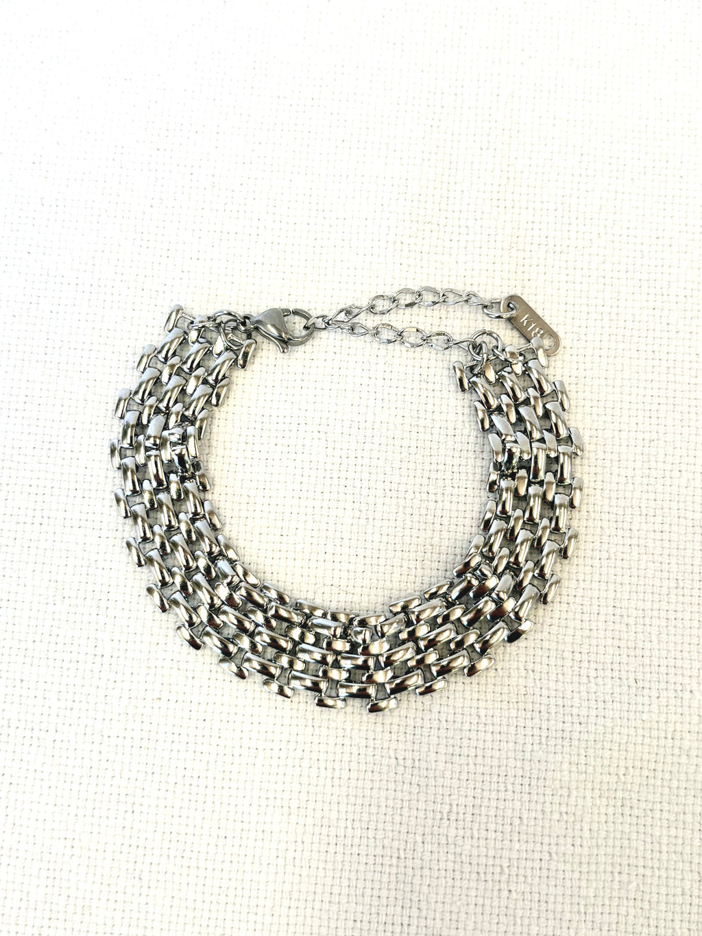 Mackenzie Silver Bracelet styled on wrist